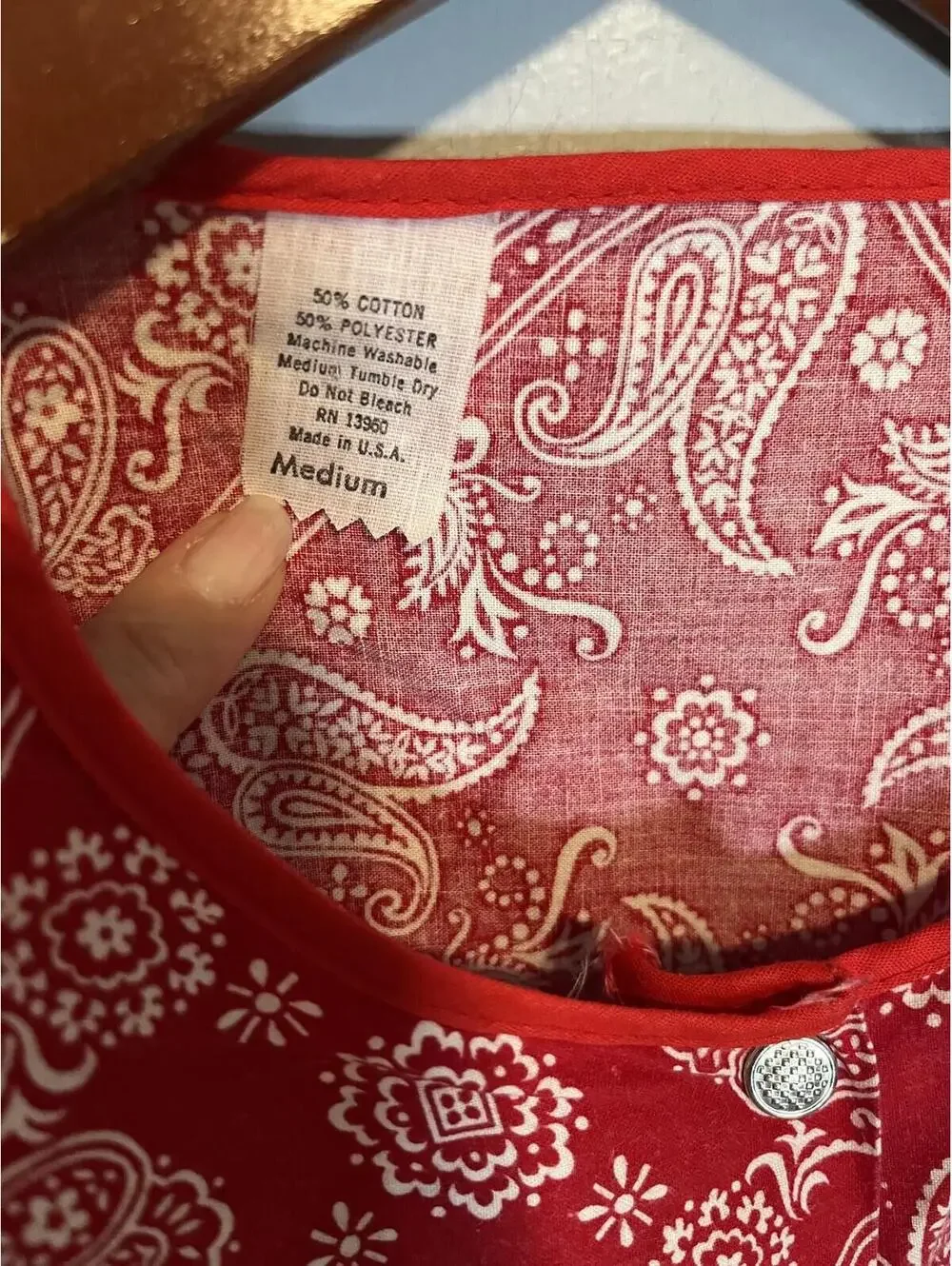 Vintage Blue Red Size M Cobbler Apron denim-like bandana granny retro 60s